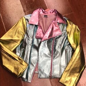 Motorcycle metallic leather jacket
